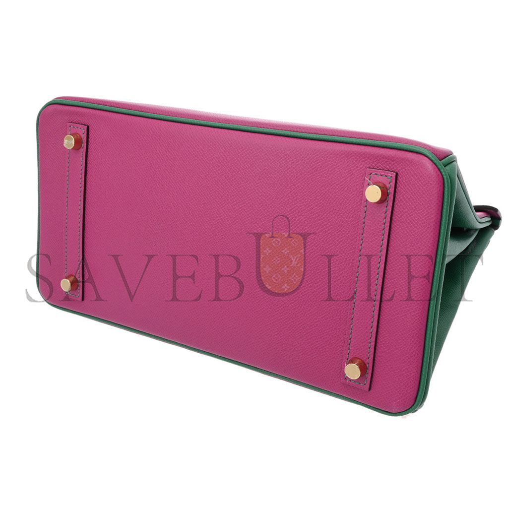 H**mes master birkin 30 epsom rose purple with velvet green gold buckle 618740 (30*23*15cm)